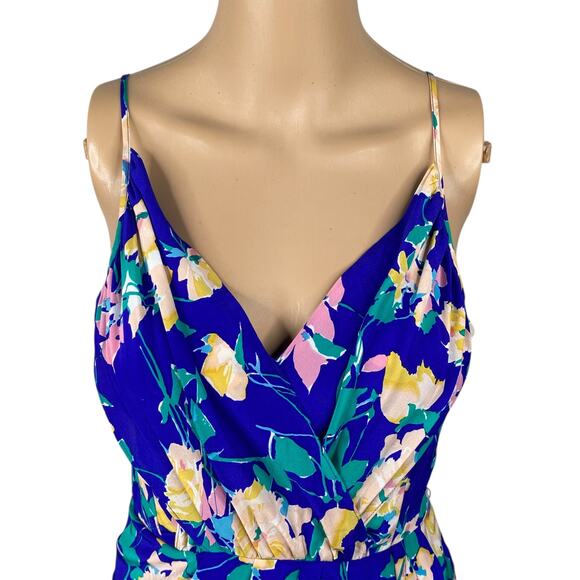 Yumi Kim Jayne Blue Floral Silk Faux Wrap Dress SZ XS - Picture 5 of 11